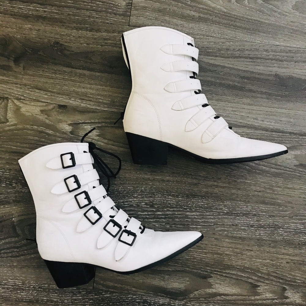 Vegan white leather boots